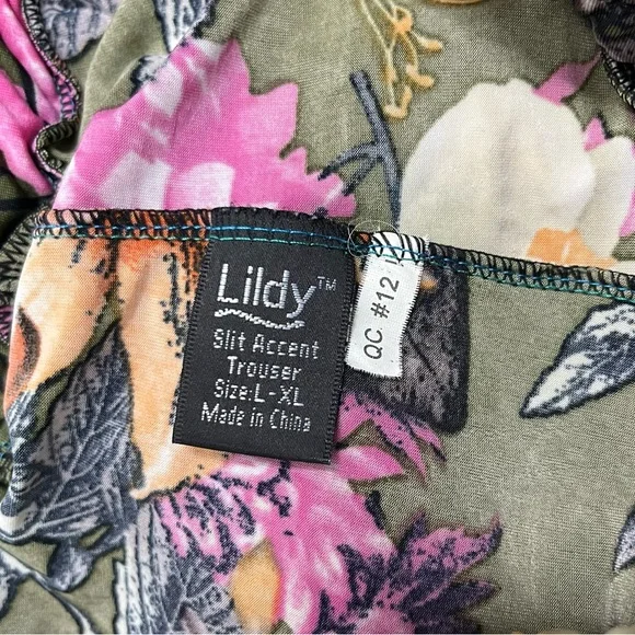 Lildy Slit Accent Trousers Floral Flowy Boho Festival Gypsy Palazzo Pants DD - Picture 4 of 7